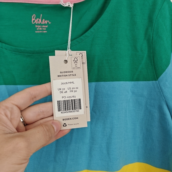 Boden NWT Short Sleeve Breton Striped T-Shirt Size 20-22 - Picture 10 of 14